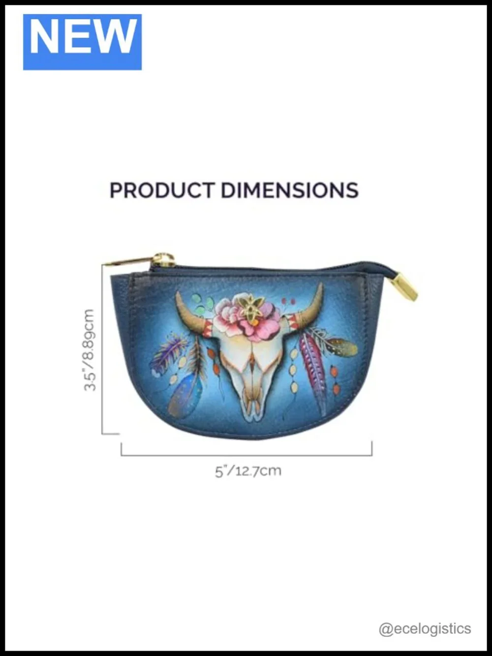 Genuine Leather Hand-Painted Zip Pouch Purse